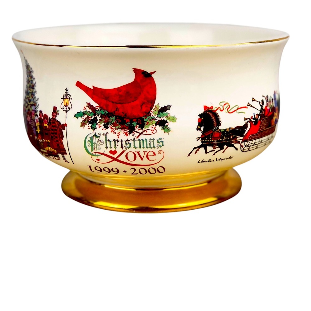 Vintage WYSOCKI  Christmas Love Bowl 1999-2000 Ceramic Teleflora Bowl EUC